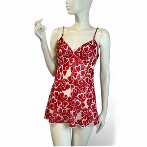 Vintage Y2K Sheer Heart Print Tie Back Baby Doll